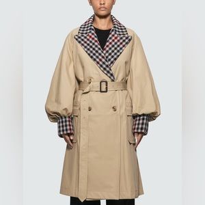 JW ANDERSON Beige Trench Coat with Plaid Accents